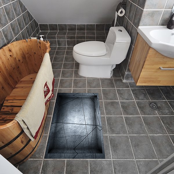 Modern Abstract Style Slipping-Preventing Water-Proof Bathroom 3D Floor Sticker