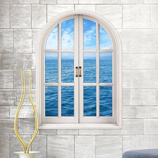 Pure Blue Sea Water and Sky Window View Removable 3D Wall Stickers