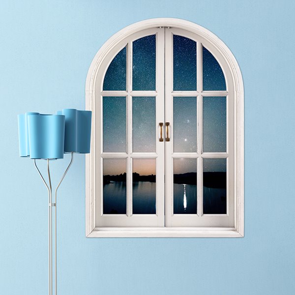 Peace and Quiet Lake in Deep Dusk Window View Removable 3D Wall Stickers