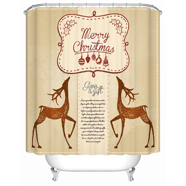 Charming Two Graceful Christmas Deers Shower Curtain