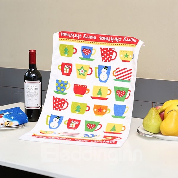 Toalla de fibra suave con copas navideñas coloridas y elegantes