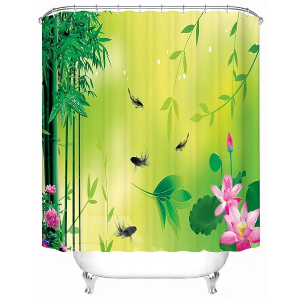 Graceful Chinese Ink and Wash Painting 3D Shower Curtain