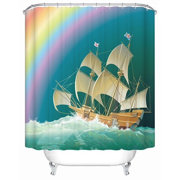Glamorous Charming Rainbow and Clipper 3D Shower Curtain