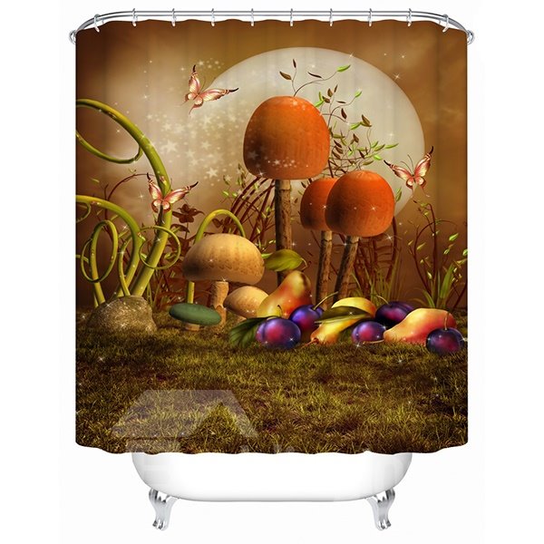 Wonderful Fancy Fairytale Mushroom 3D Shower Curtain