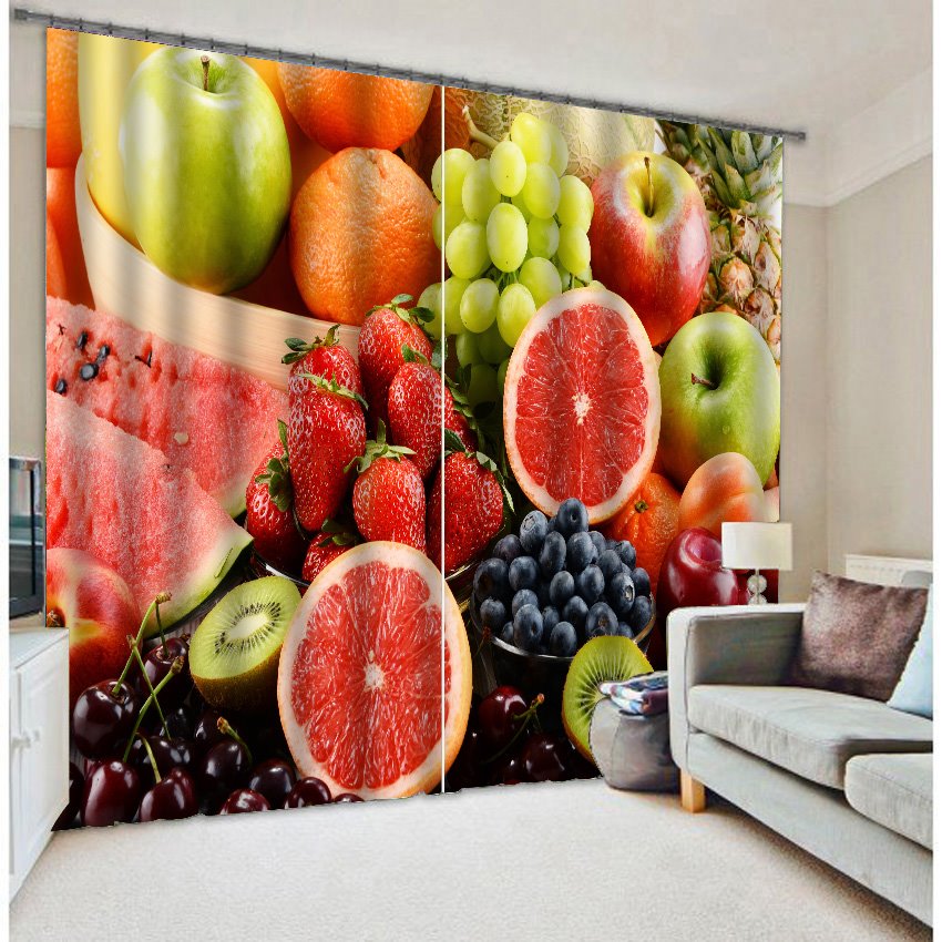 3D Reactive Printing Two Panels Polyester Curtain