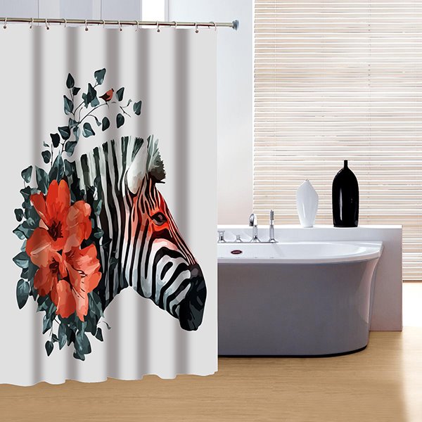 Innovative Design Red Rose and Zebra 3D Shower Curtain