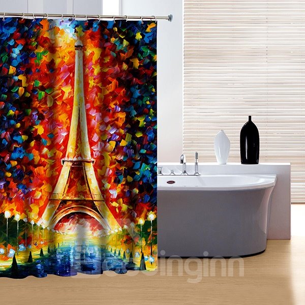 Artistic Design Fabulous Wonderful World and Eiffel Tower 3D Shower Curtain
