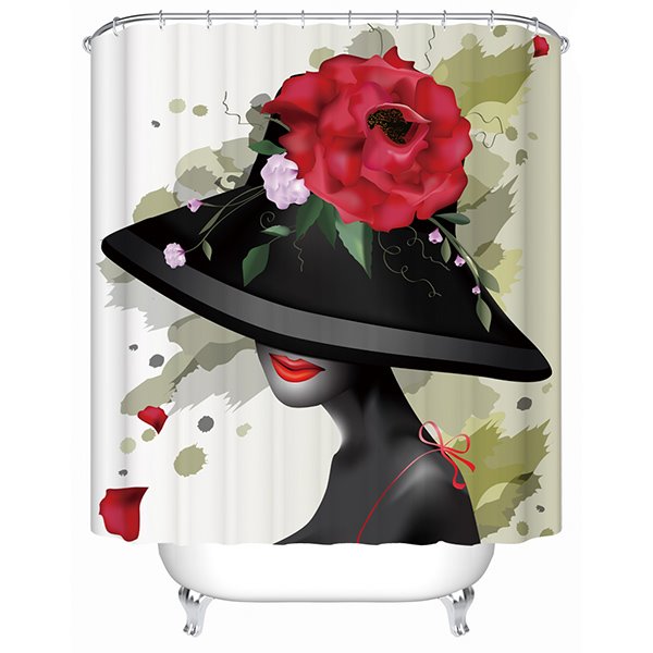 Artistic Design Elegant Girl and Flower 3D Shower Curtain