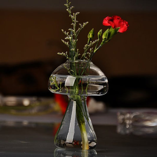 Creative Mushroom Design Glass Desktop Decoration Flower Vase