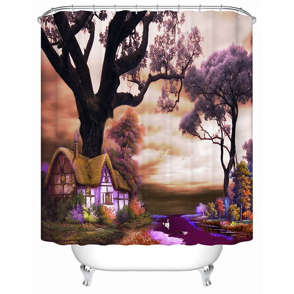 Mysterious Fancy Country Cottage 3D Shower Curtain