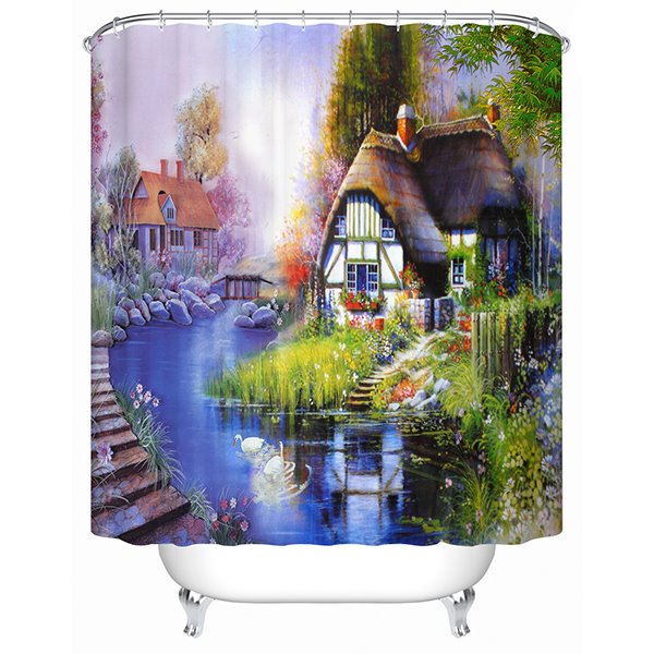 Charming Wonderful Pastoral Rural Life View 3D Shower Curtain