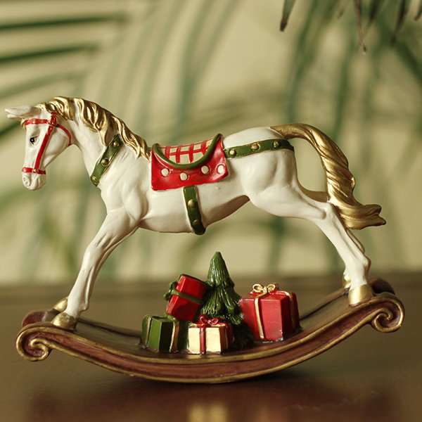 American Country Style Resin Rocking Horse Desktop Decoration