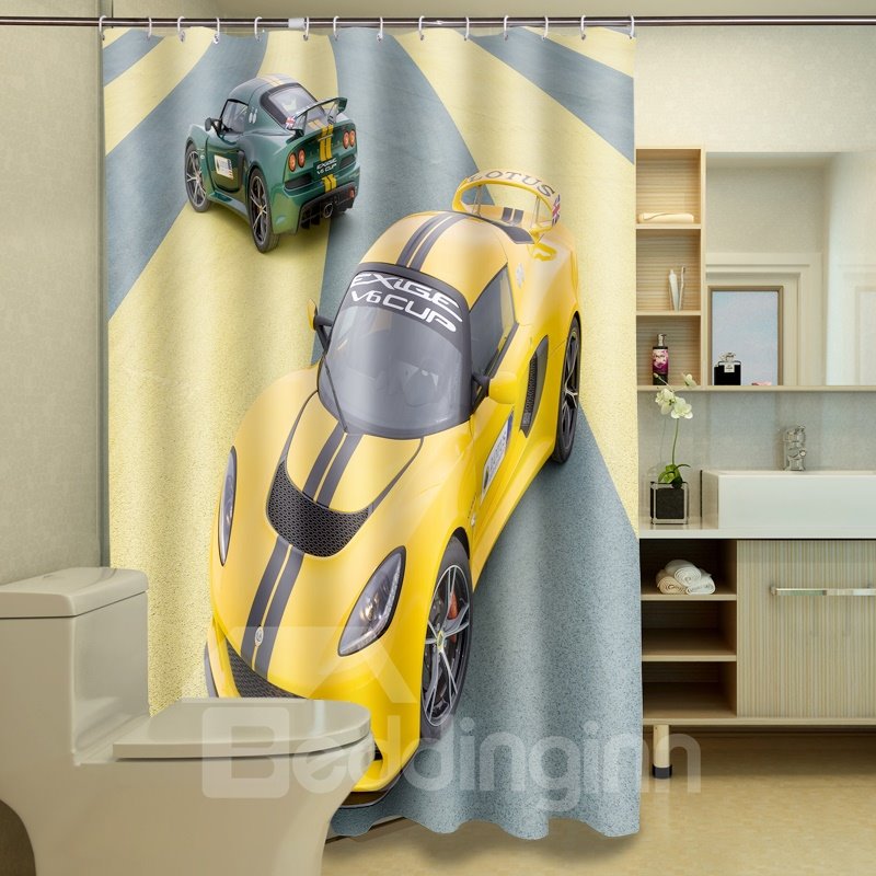 Chic Modern Luxurious Vehicle Image Dacron 3D Shower Curtain