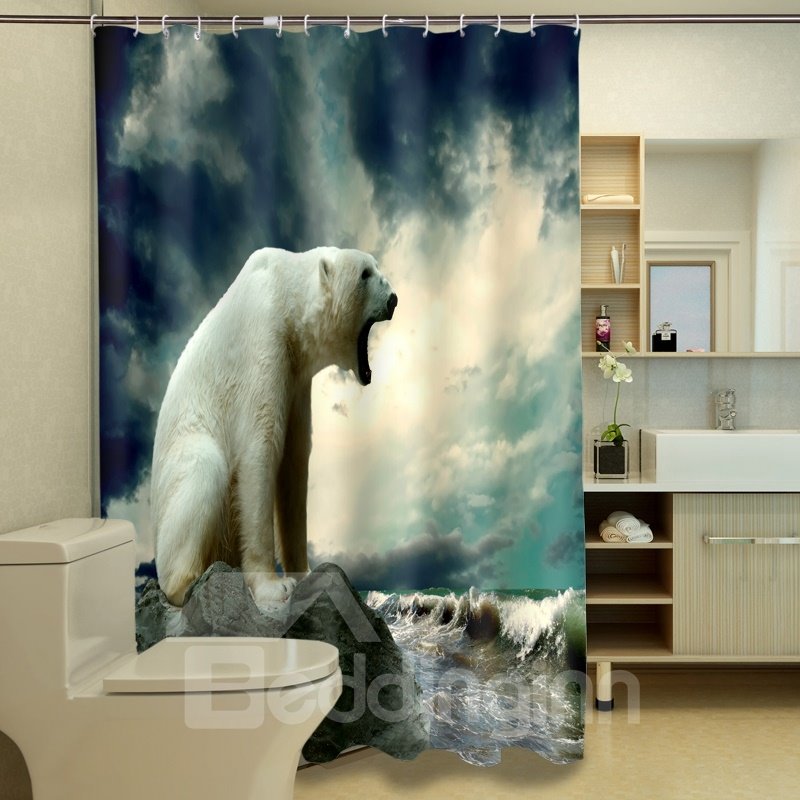 Cortinas de ducha 3D de Dacron con oso polar perezoso y elegante