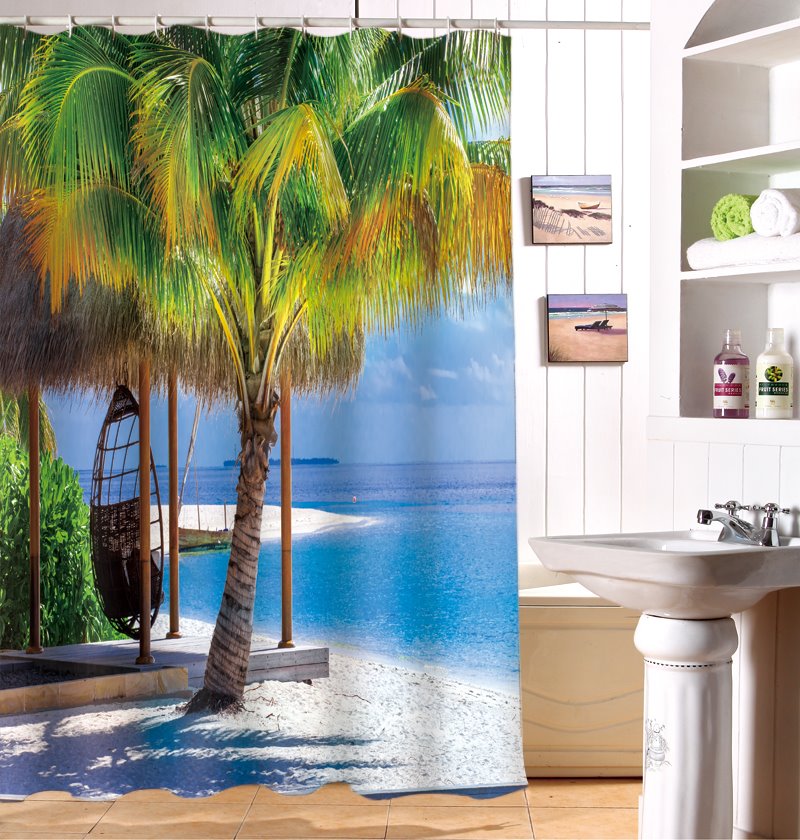 Super Fantastic Relaxing Seaside 3D Shower Curtain