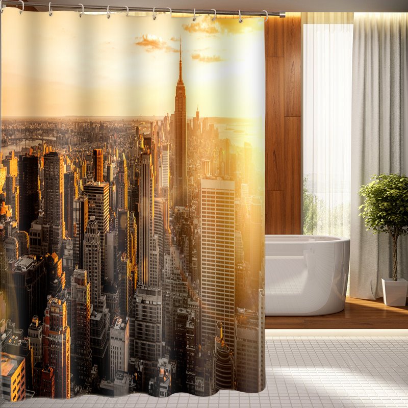 Metropolis Morning View Bathing Waterproof Bathroom 3D Shower Curtain