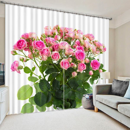 Vivid A Bunch of Pink Roses Print 3D Blackout Curtain