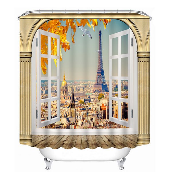 The Eiffel Tower out of the Window Print 3D Shower Curtain