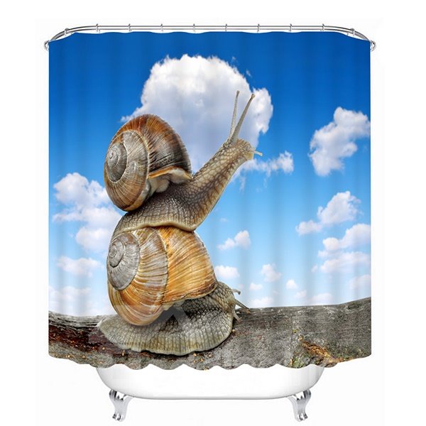 Cute Two Snail Stack 3D Printing Bathroom Shower Curtain