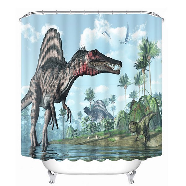 Fiercely Dinosaur 3D Printing Bathroom Shower Curtain