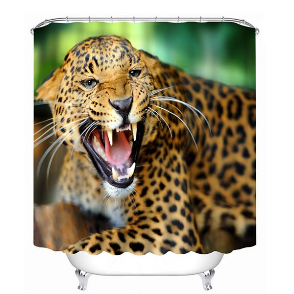 Leopard Howling Print 3D Bathroom Shower Curtain