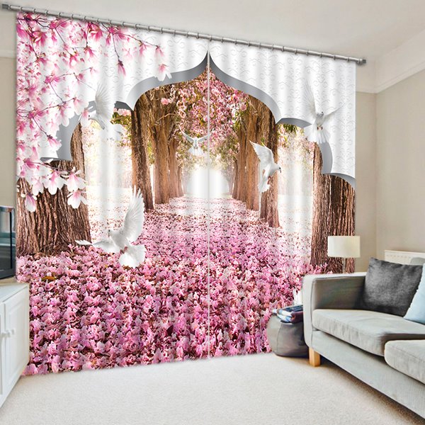 The Forest of the Pink Print 3D Blackout Curtain