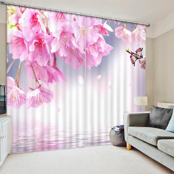 Tender and Lovely Pink Peach Blossoms Print 3D Blackout Curtain