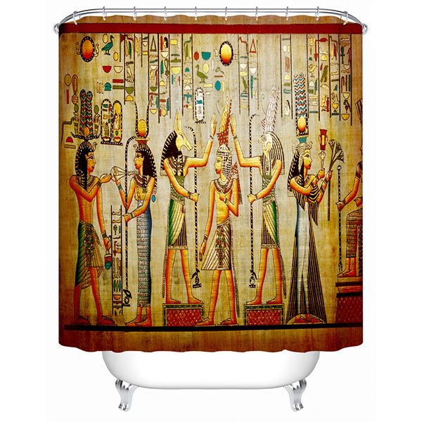 Chic Egyptian Wall Painting Print 3D Bathroom Shower Curtain
