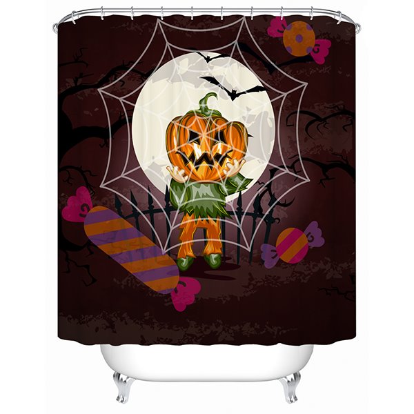 Halloween Jack-O-Lantern Print 3D Bathroom Shower Curtain