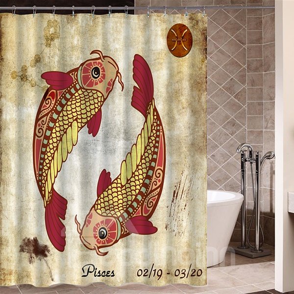 Exotic Pisces Symbol Print 3D Bathroom Shower Curtain