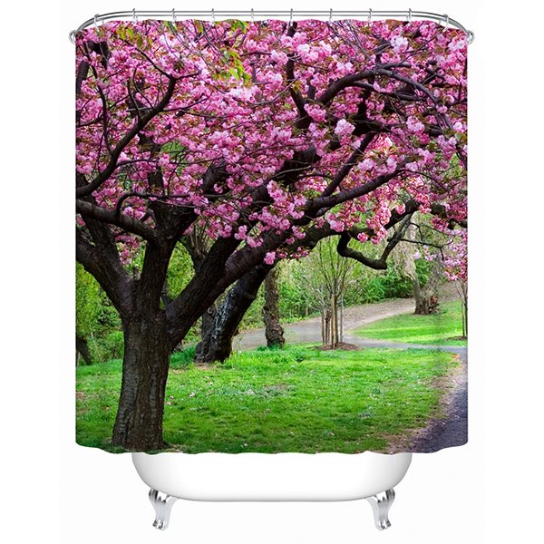 Beautiful Tree full of Pink Flowers Print 3D Bathroom Shower Curtain