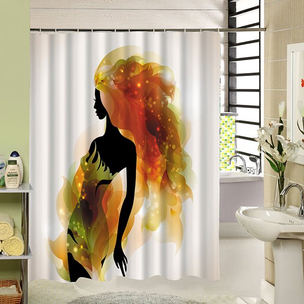 Fashion Beauty Silhouette Print 3D Bathroom Shower Curtain