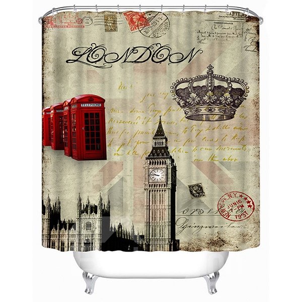 Typical London Symbol Print 3D Bathroom Shower Curtain