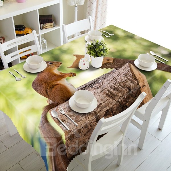 Lovely Polyester Squirrel Pattern 3D Tablecloth