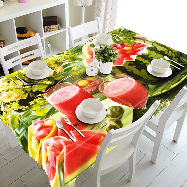 Natural Fruit Juices and Flowers Pattern 3D Tablecloth