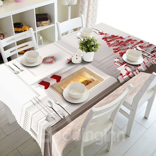 White Christmas Decoration Pattern 3D Tablecloth