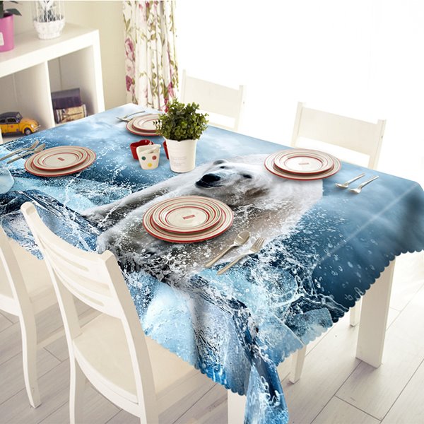 Cool Polar Bear and Water Pattern 3D Tablecloth