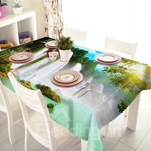 Intoxicating Waterfall and Lake Scenery Pattern 3D Tablecloth