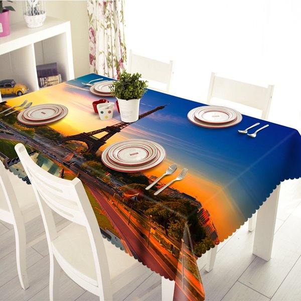Favorite Sunset Eiffel Tower Pattern 3D Tablecloth