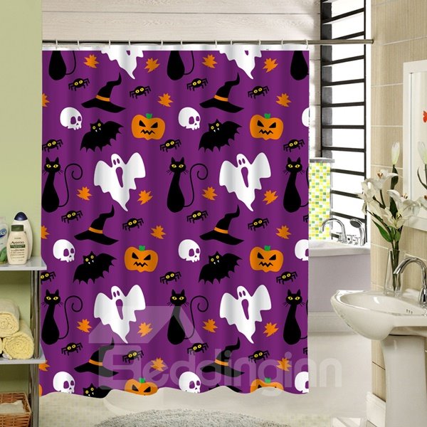 Clip Art Ghost and Other Scary Symbol Halloween Poster 3D Printing Shower Curtain
