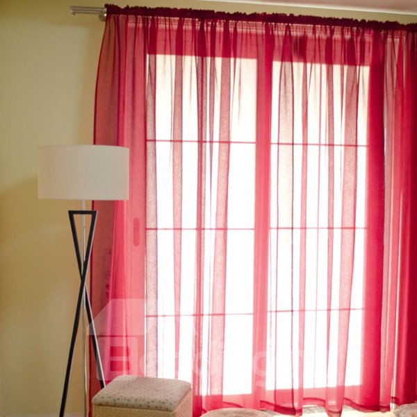 Concise Solid Red Custom Sheer Curtain
