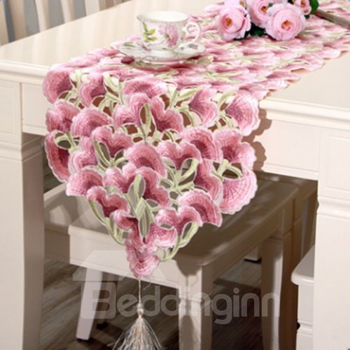 Wonderful Rectangle Polyester Flower Pattern Dining Room Decoration Table Runner