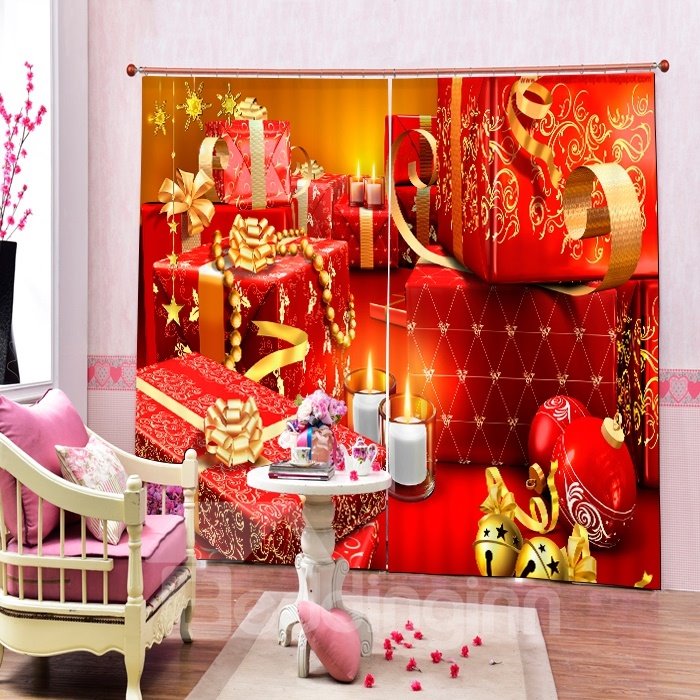 Christmas Gifts and Candy Printing Merry Christmas Theme 3D Curtain