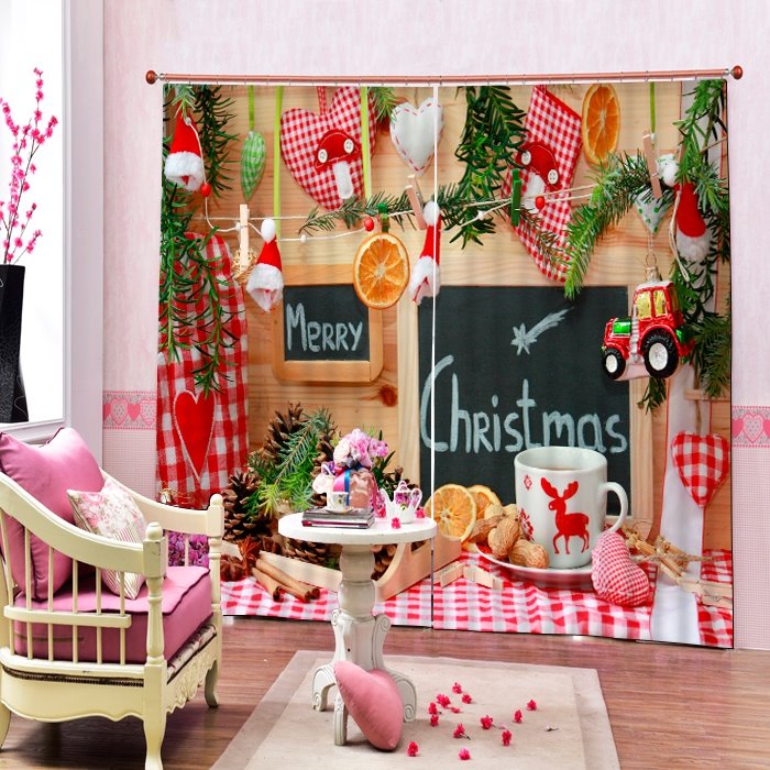 Sweet Christmas Snack Printing Merry Christmas Theme 3D Curtain
