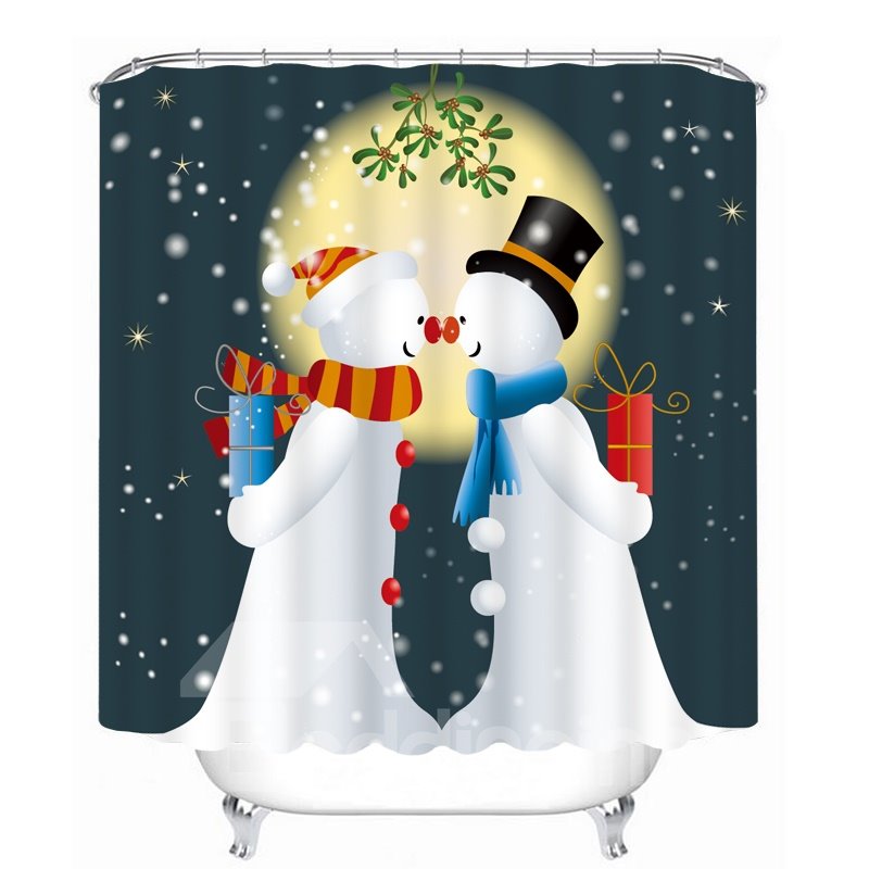 Couple Snowman Lover Printing Bathroom 3D Shower Curtain