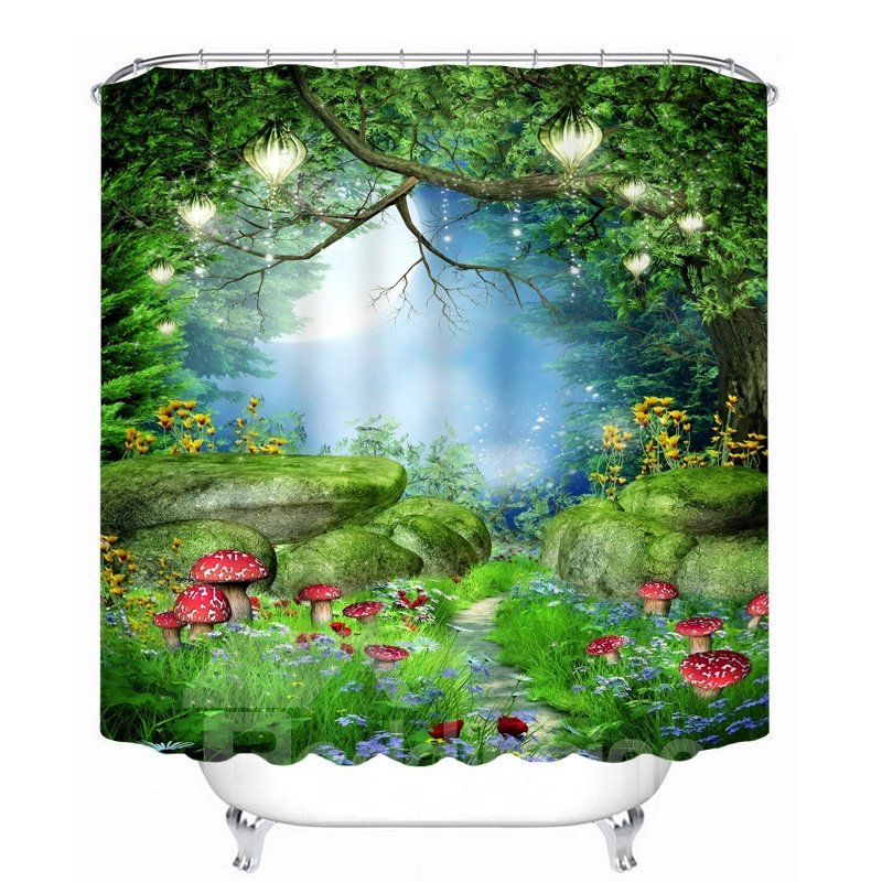 Wonderful Deep Forest Scenery Printing Bathroom 3D Shower Curtain