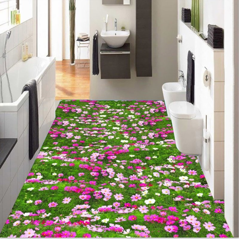 Wunderschöne Blumenfeld-Design-Home-dekorative, wasserdichte 3D-Bodenwandbilder