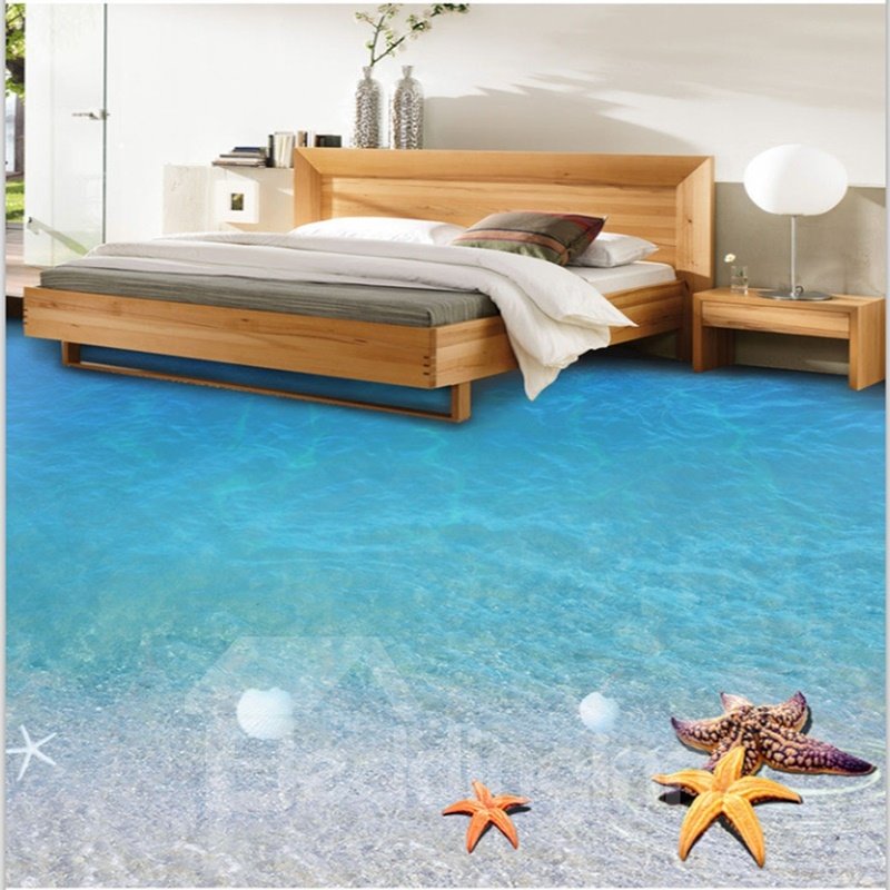 Limpid Blue Sea Scenery Home Decorative Waterproof Wallpaper 3D Floor Murals