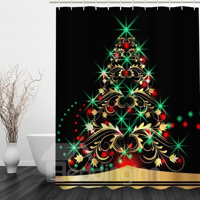 Concise Christmas Tree Printing Bathroom Decor 3D Shower Curtain