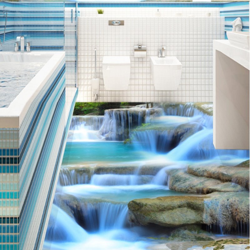 Modern Creative Design Limpid Stream Print Waterproof 3D Floor Murals